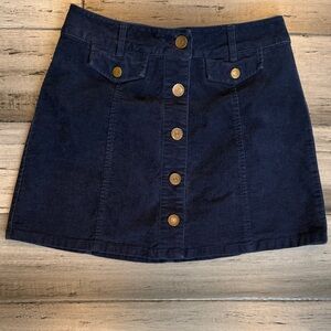 NWOT Forever 21 Navy Blue Button-Front Corduroy Skirt